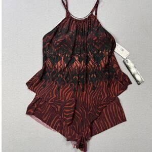 MagicSuit Women's Jeannie Goldie Romper One Piece Swimsuit Black/brown 8 $186